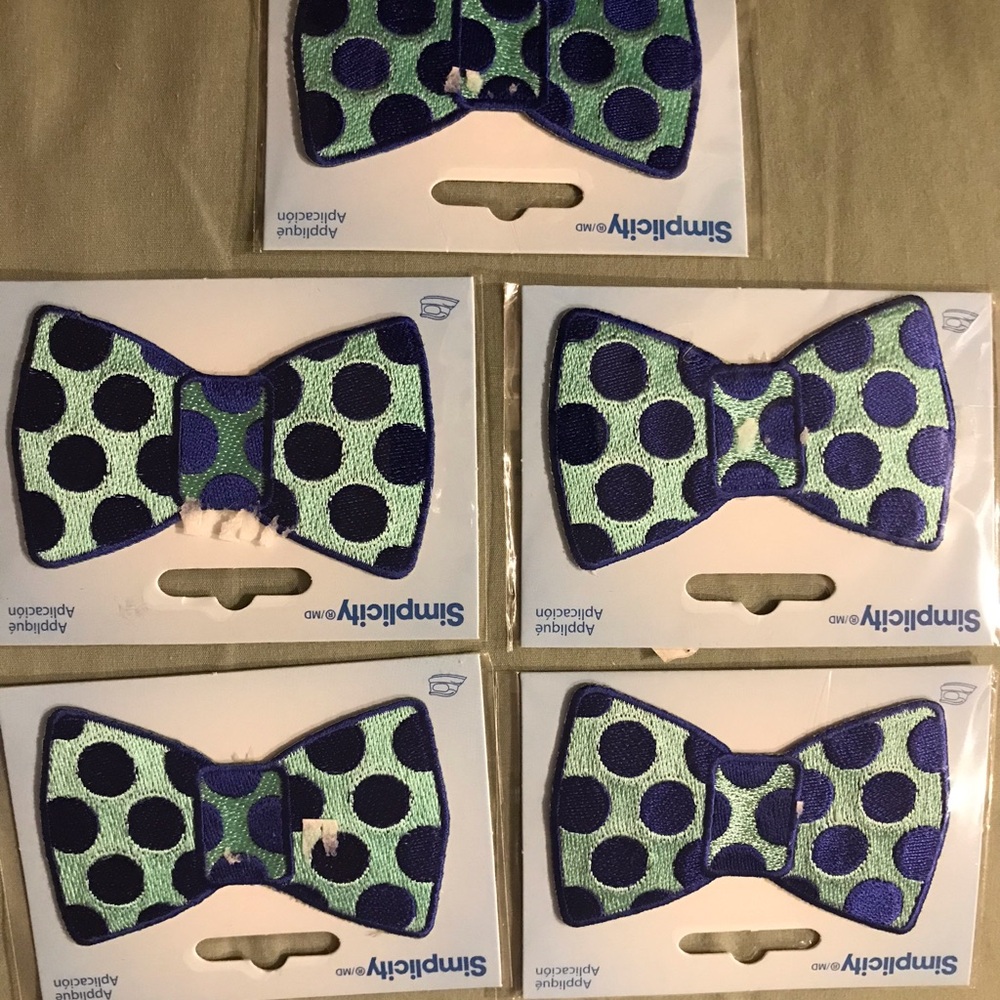 Simplicity Green & Purple Polka Dot Bow Patches (Pack of 5) - Picture 1 of 2